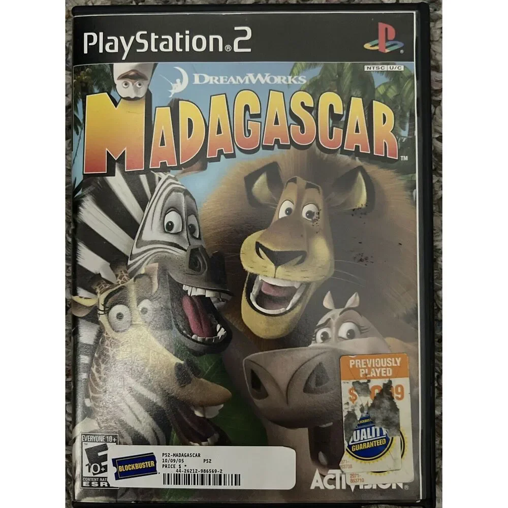 Madagascar (Sony PlayStation 2, 2005) Complete Disc Box & Manual
